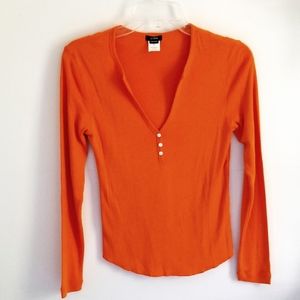 J. Crew orange puma cotton henley top M